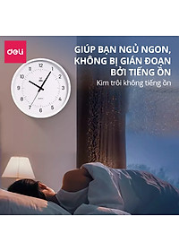 Đồng hồ treo tường 14 inches kim trôi không ồn phong cách tối giản minimalism Deli trang trí phòng khách