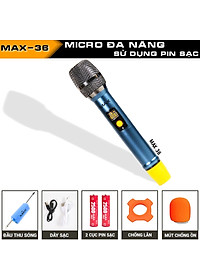 Bộ 2 Micro không dây đa năng Max 56 và Max 36 - Nâng cấp từ Max 39 - Hút âm tốt, Hạn chế hú rít - Sạc pin ngay trên mic - Pin sạc dung lượng cao - Màn hình LCD hiển thị tần số - Phù hợp mọi thiết bị - Micro karaoke - Hàng chính hãng