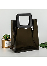 Túi Nhựa Trong Suốt Quai Da Đựng Quà Sang Trọng