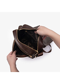 Túi Đeo Chéo Nam Hàng Hiệu GENCE TD09 Da Bò Mềm Cao Cấp Màu Nâu Đậm Dáng Dọc