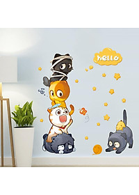 Decal trang dán tường Chó Mèo Nghộ Nghĩnh XH9314