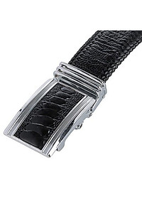 Dây nịt nam da đà điểu Huy Hoàng đan viền bản lớn màu đen HP4458