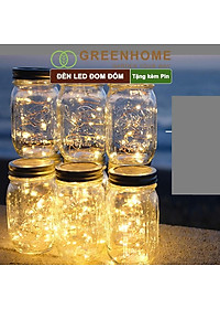Dây Đèn Led Trang Trí Greenhome, Fairy Lights, Đom Đóm 1 Mét, 3 Chế Độ Sáng, Tặng Kèm Pin, Chịu Nước, Decor, Chụp Hình