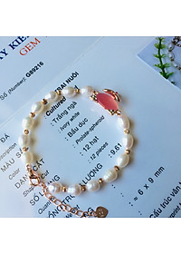 Combo lắc tay Hồ Ly, chất liệu Ngọc Trai thật, cấu trúc vân tay, Màu Trắng Ngà, hạt bầu dục 6li, kèm Giấy kiểm định sản phẩm mẫu tại SJC, Kèm hộp đựng Hoa Hồng – Mẫu Luxi green – CownX.03