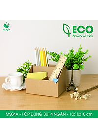 MS04A - Hộp đựng bút 4 ngăn đa năng bằng giấy carton - Kệ đựng bút để bàn