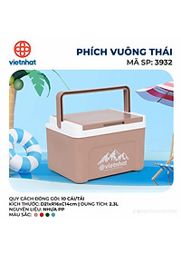 Phích vuông thái 2.3L 3932, Phích mini giữ nhiệt tiện lợi, Phích Đá giữ nhiệt lên đến 8h, Phích Đá Giữ Nhiệt Văn Phòng Việt Nhật cao cấp - Hàng Việt Nam