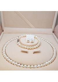 Bộ ngọc trai vòng cổ và vòng tay, bông tai (giao ngẫu nhiên)