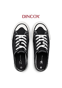 Giày Sục Đạp Gót Mules Vải Sneaker Unisex Tăng Chiều Cao 4cm DINCOX E10 Black