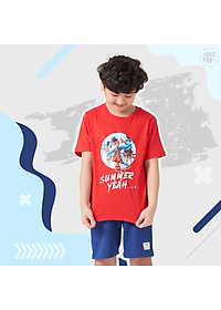 Đồ bộ bé trai cộc tay BIGFOX - MISS MEOW size đại chất cotton phong cách Âu Mỹ in Siêu nhân 11 - 40 kg QATE