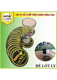 Đế Lót Ly (Nỉ 3 Lớp Cao Cấp) Thêu Logo Nổi Coffee New - Đường kính 9cm - Thấm nước nhanh - Nhỏ, gọn, Đẹp_Coffee New