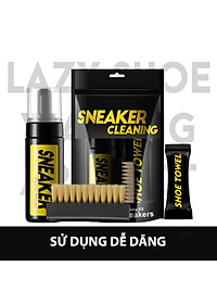 Bộ Vệ Sinh Giày Dép Làm Sạch Chuyên Sâu Giặt Giày gồm 1 bình xịt tạo bọt dung tích 150ml, 1 khăn mềm, 1 bàn chải mềm
