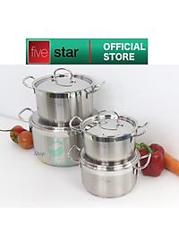 Bộ nồi chảo cao cấp Fivestar Plus 6 món nắp inox | tặng 1 vá canh