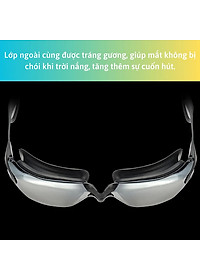Kính Bơi Tráng Gương kèm bịt tai cao cấp GroFa chống sương mù, chống tia UV Hàng chính hãng - Tặng kèm nón bơi Silicon (Màu ngẫu nhiên)