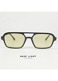 Kính Râm, Kính Mát Nam Nữ GM Dáng Vuông Nhỏ Mắt Vàng Xanh, Ombre Đen Gọng Trong Suốt - BLUE LIGHT