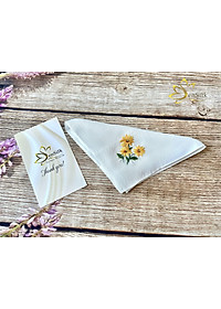 Khăn Tay Thêu Hoa Dã Quỳ SenSilk – Quà Kỷ Yếu, lụa tơ tằm Bảo Lộc 35 X 35 CM