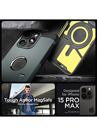 Ốp lưng dành cho iPhone 15 Pro Max Spigen Tough Armor MagFit - Hàng Chính Hãng