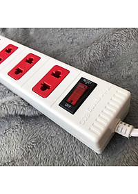 Ổ cắm Điện Quang ECO ĐQ ESK 2WR 42 ECO (4 lỗ 2 chấu, dây dài 2m, màu trắng đỏ)