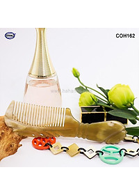 Lược sừng xuất Nhật (Size: M- 16cm) COH162 - Lược chuôi khía họa tiết đẹp - Chăm sóc tóc