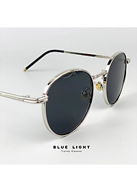 Kính Râm, Kính Mát Nam Nữ Mắt Tròn Viền Dày Mắt Đen, Nâu Gọng Bạc Vàng Hàn Quốc - BLUE LIGHT