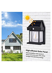 Đèn năng lượng mặt trời cảm biến ánh sáng tự động bật tắt, đèn mặt trời cảm biến hồng ngoại trang trí sân vườn 3 chế độ, ánh sáng vàng-BK888