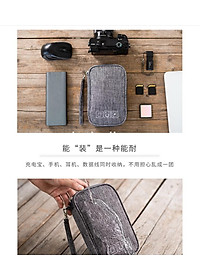 Túi đựng phụ kiện công nghệ đựng pin sạc dự phòng, điện thoại, cáp sạc usb, tai nghe có quai cầm, [Loại cao cấp - Màu Đen] Túi Đựng Phụ Kiện Công Nghệ Có Quai Cầm, Chống Nước - Hàng Chính Hãng dododios