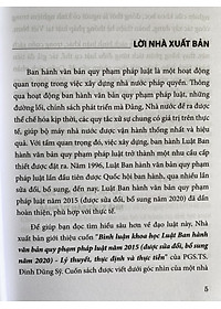 Bình luận khoa học Luật Ban hành văn bản quy phạm pháp luật năm 2015 (được sửa đổi, bổ sung năm 2020) - Lý thuyết, thực định và thực tiễn