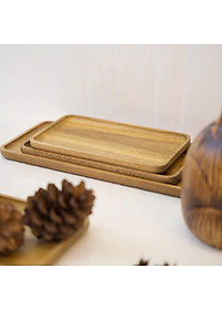 Khay gỗ keo đa năng hình chữ nhật Vibasic, đa dạng kích thước, chụp hình decor đựng đồ trang trí