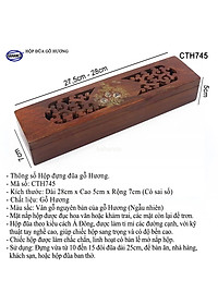 Hộp đựng đũa gỗ hương đỏ - đục khắc tinh tế (CTH745) Sang trọng - Đựng đũa sang trọng làm quà tặng