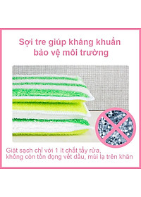 Miếng rửa chén đa năng sợi tre MyJae, miếng rửa chén chống xước 2 mặt, siêu bền đánh bay dầu bẩn