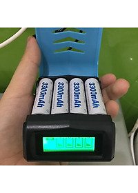 Bộ 4 pin sạc AA Beston dung lượng cao 3300mAh và sạc nhanh có màn LCD hiển thị thông số từng viên Pin sạc dùng micro không dây, máy ảnh, đồng hồ treo tường - Hàng nhập khẩu