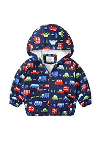 Áo khoác gió bé trai 2-7 tuổi 2 lớp in hình ngộ nghĩnh, Áo gió cho bé xuất Hàn bên trong lót cotton hàng Quảng Châu