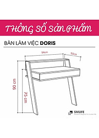 Bàn Học Bằng Gỗ Kích Thước Nhỏ Gọn SMLIFE Doris
