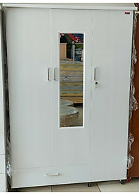 Tủ quần áo nhựa có gương kính trên cánh tủ ngang 1m2 x Cao 1m8 x sâu 48 cm (Trắng)