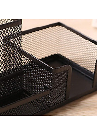 Hộp đựng bút, khay bút 4 NGĂN để bàn kim loại đa năng - màu đen Legaxi