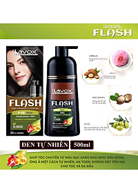 (Đen Tự Nhiên) Dầu Gội Nhuộm Tóc Đen Phủ Bạc Thảo Dược Siêu Dưỡng LAVOX FLASH 500ml - P01