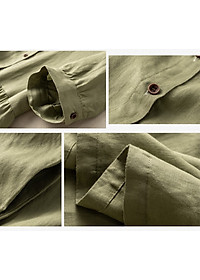 Đầm Nữ Linen Cổ Đức Nhún Eo, Đầm Sơ Mi Nữ Dáng Dài đầm thiết kế Da162