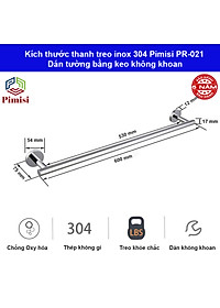 Giá treo khăn tắm dán tường Pimisi inox 304 dùng để treo quần áo - vắt khăn trong nhà vệ sinh - phụ kiện - đồ dùng gia đình dán bằng keo không khoan | hàng chính hãng