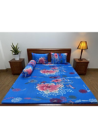 Bộ ga giường,drap trải giường,ga bo chun  thun lạnh Hàn Quốc 4 món (1 ga +2 áo gối nằm+1 áo ôm) size nệm 5-20cm