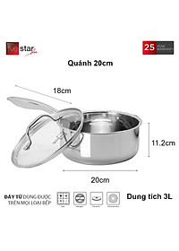 Quánh inox 304 đúc liền khối Fivestar Plus đường kính 18cm/20cm bảo hành 25 năm