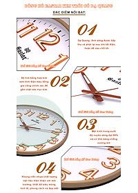 Đồng Hồ Treo Tường Cao Cấp DẠ QUANG EASTAR Mặt Tròn Lớn Viền Mỏng 38cm – Số nổi 3D – Máy NHẬT KIM TRÔI - Tặng Pin Maxell - BH 1 Năm - Treo Tường Decor Trang Trí Nhà Cửa