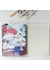 Sổ tay lò xo mèo A5 160 trang Bộ sưu tập sổ ghi chép mẫu mèo Nhật Bản anime học sinh-B113