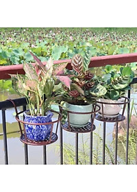 Giá kim loại để chậu hoa, cây cảnh mini có móc treo ban công tiện lợi - ĐEN