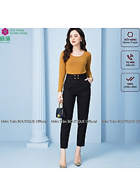 Quần baggy nữ Hiền Trần BOUTIQUE cạp cao vải Vitex cao cấp quần công sở 4 cúc bấm sang trọng thanh lịch