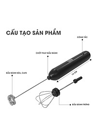 Máy đánh trứng đánh bọt cafe cầm tay mini Lebenlang LBL4588, 2 tốc độ, sạc pin usb tiện dụng - hàng chính hãng