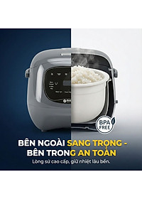 Nồi Cơm Điện Sứ Dưỡng Sinh Mishio MK365 lòng sứ nguyên chất 0.8L không chứa chất chống dính - Hàng chính hãng