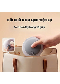 Gối hơi kê cổ bơm tự động, mềm mại, thiết kế hình chữ U giúp giảm đau cổ, có nút cài, phù hợp cho văn phòng và du lịch  Phượt Dã Ngoại Đi Chơi Quà Tặng Nam Nữ