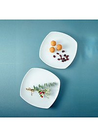 Đĩa vuông bầu Long Phương bằng sứ trắng cao cấp