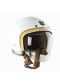 Nón bảo hiểm 3/4 kính âm Royal M139 tem V10 trắng viền vàng cao cấp  - Lót tháo rời - Kính che hết mặt
