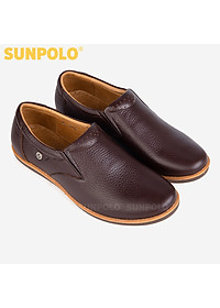 Giày Mọi Nam Da Bò SUNPOLO SUMU01 - Nâu