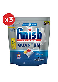Combo 3 túi viên rửa chén bát Finish Powerball Quantum 21 viên/túi